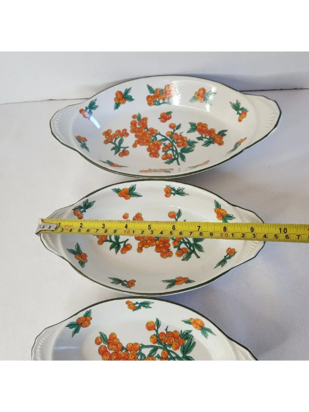 Berry Patch Fine China Oval Serving Dishes Set Of 3 Orange Berry Floral Design M